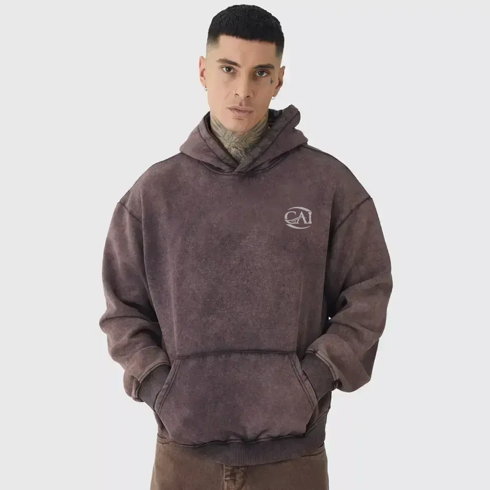 Plus Oversized Boxy Sleeveless Acid Wash Hoodie