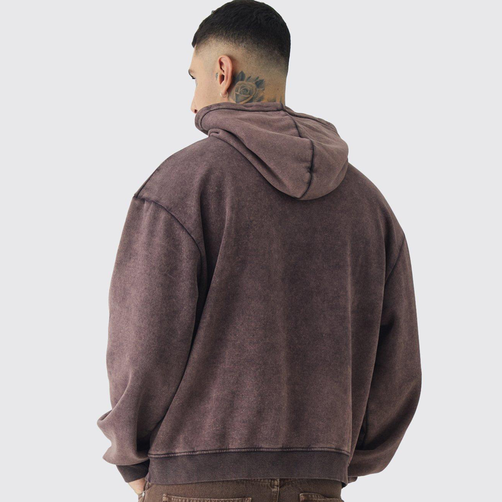 Plus Oversized Boxy Sleeveless Acid Wash Hoodie