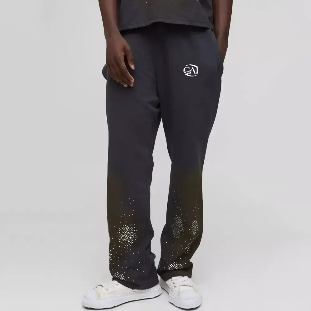 Relaxed Fit Washed Rhinestone Joggers