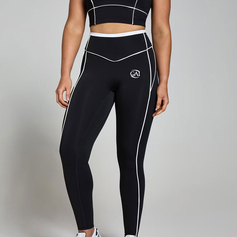 Contrast Texture Leggings – Black